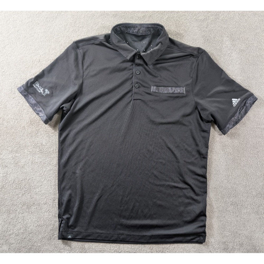 Adidas Shirt‎ Mens Tag Removed Climacool Black Polo Palm Valley Golf Club LOGO